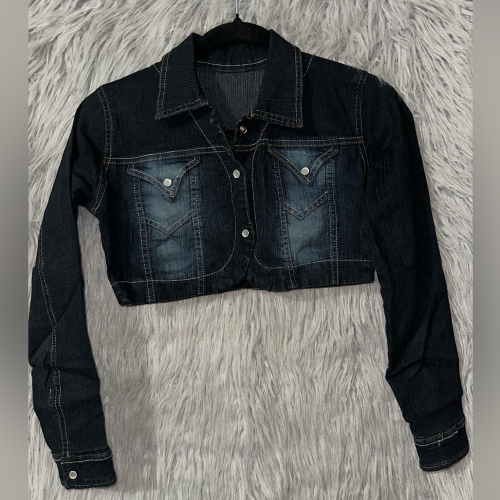 Women's Black Denim Crop Jacket